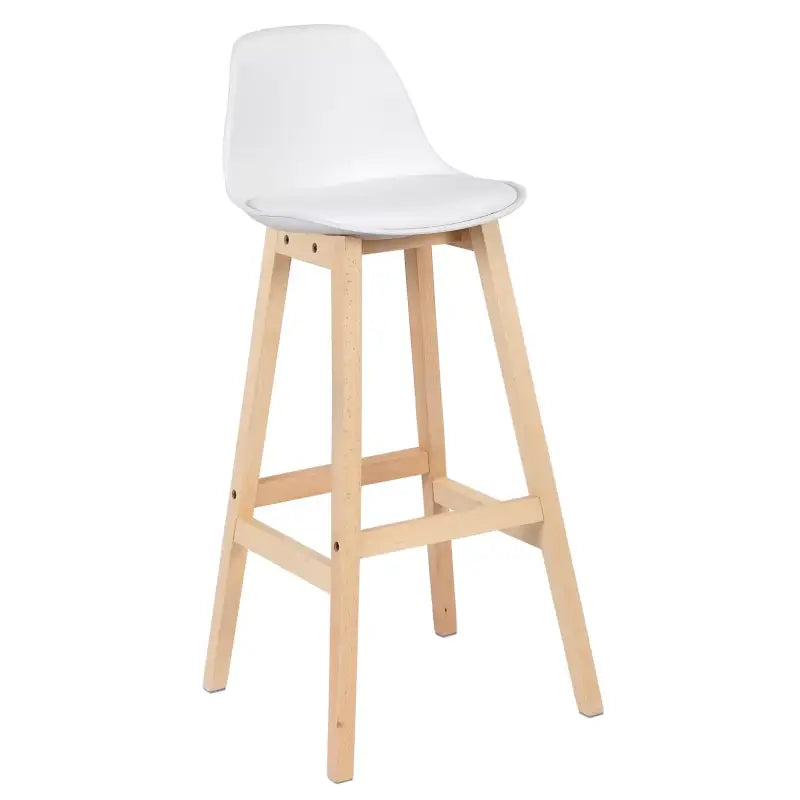 BukkitBow barkruk van massief hout en kunststof met kunstleer, zithoogte 75 cm, geschikt voor eetkamers of bars.