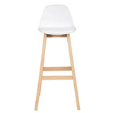 BukkitBow barkrukken set met massief houten en kunststof zitting, kunstleer bekleding, zithoogte 75cm, modern design.