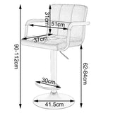 Industriële BukkitBow barkruk met metalen basis, voetensteun, armleuningen en instelbare zithoogte van 62-84 cm.