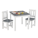 BukkitBow kindertafel met stoelen, compact en veilig ontwerp, afmetingen 60x50x48cm, geschikt voor kinderen.