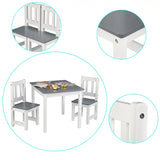 BukkitBow kindertafel met stoelen, compact en veilig ontwerp, afmetingen 60x50x48 cm, geschikt voor kinderen.