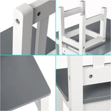 BukkitBow kindertafel met stoelen, compact en veilig ontwerp, afmetingen 60x50x48cm, geschikt voor jonge kinderen.