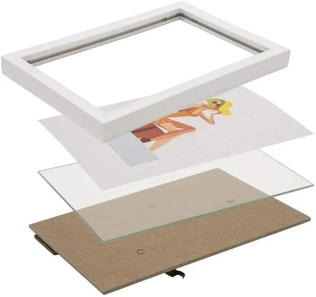 Set van 10 BukkitBow kunststof fotolijsten met glasplaat, diverse maten, geschikt voor het inlijsten van foto's of kunstwerken.