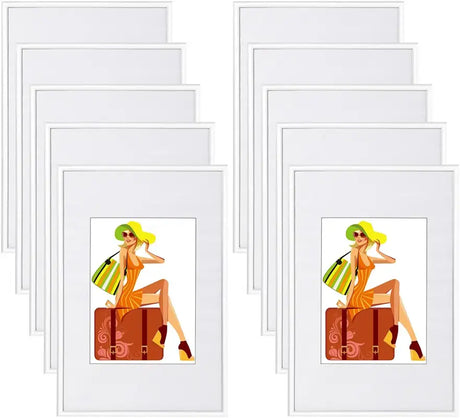 Set van 10 BukkitBow kunststof fotolijsten met glasplaat in diverse maten, geschikt voor het inlijsten van foto's of kunstwerken.