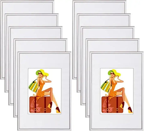 Set van 10 BukkitBow kunststof fotolijsten met glas, diverse maten, geschikt voor het inlijsten van foto's of kunstwerken.