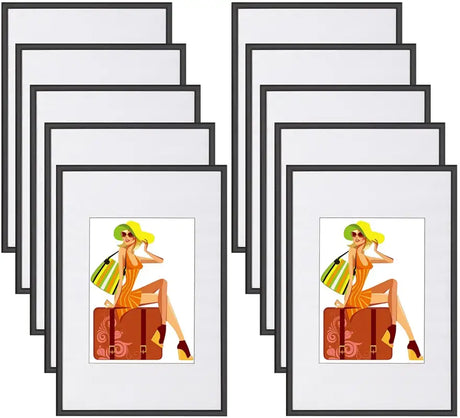 Set van 10 BukkitBow kunststof fotolijsten met glasplaat in diverse maten, ideaal voor het inlijsten van foto's of kunstwerken.