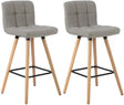 BukkitBow set van 2 barkrukken met massieve houten poten, linnen zitting en vloerbescherming, ergonomisch ontwerp.