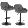 Set van 2 velvet barkrukken van BukkitBow met metalen frame en voetensteun, zithoogte 62,5-84 cm.