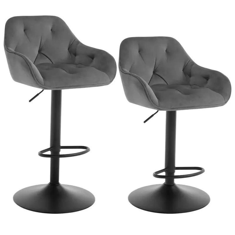 Set van 2 velvet barkrukken van BukkitBow met metalen frame en voetensteun, zithoogte 62,5-84 cm.
