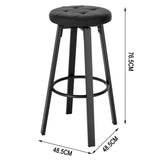 Set van 2 BukkitBow barkrukken met vintage kunstleer, metalen frame, 360° draaibare zitting en diameter van 35,5 cm.