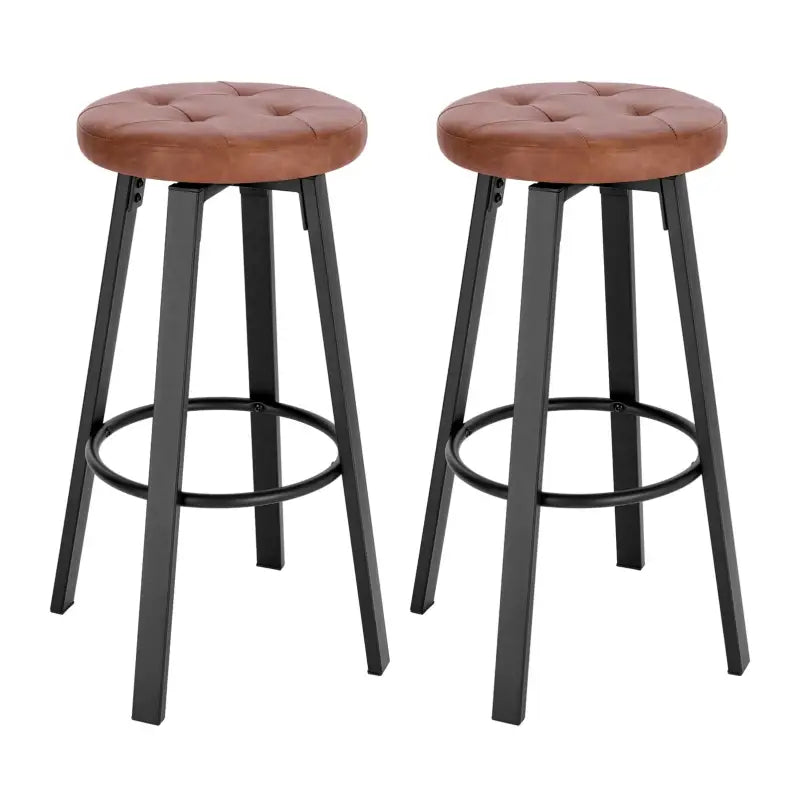Set van 2 BukkitBow barkrukken met vintage kunstleer, metalen frame en 360° draaibare zitting, diameter 35,5 cm, hoogte 76,5 cm.
