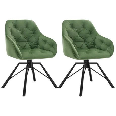 Set van 2 draaibare BukkitBow eetkamerstoelen met kunstleer, fluweel en metalen poten, ergonomisch ontwerp en 150 kg draagvermogen.