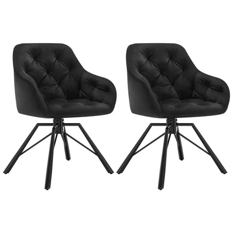 Set van 2 draaibare eetkamerstoelen van BukkitBow in kunstleer en fluweel met metalen onderstel, ergonomisch en tot 150 kg draagkracht.