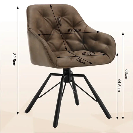Set van 2 draaibare eetkamerstoelen van BukkitBow met kunstleer, fluweel en metalen poot, ergonomisch ontwerp, tot 150 kg draagkracht.