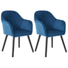 Set van 2 BukkitBow eetkamerstoelen met fluweel, armleuningen, gestoffeerd zitting en houten poten, elegant en comfortabel.