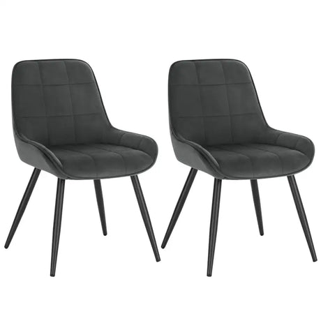 Set van 2 moderne BukkitBow eetkamerstoelen met fluweel of kunstleer en metalen frame, 81,5 cm hoog.