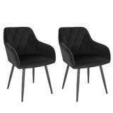 BukkitBow set van 2 fluwelen eetkamerstoelen met metalen poten en ergonomisch design, zithoogte 46,5 cm.