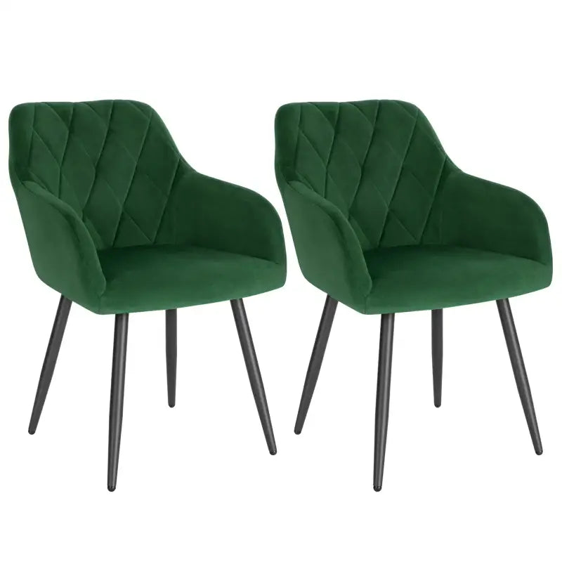 BukkitBow set van 2 fluwelen eetkamerstoelen met metalen poten en ergonomisch ontwerp, zithoogte 46,5 cm.