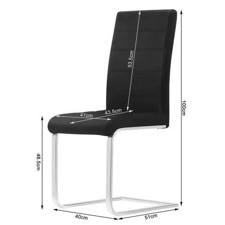 Set van 2 BukkitBow eetkamerstoelen met lederen en fluwelen bekleding, hoge rugleuning en metalen poten, zithoogte 48,5 cm.