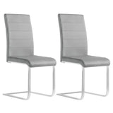 Set van 2 BukkitBow eetkamerstoelen met lederen en fluwelen bekleding, hoge rugleuning en metalen poten, zithoogte 48,5 cm.