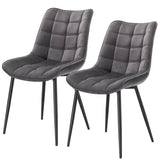 Set van 2 BukkitBow eetkamerstoelen met leren, stoffen en fluwelen bekleding, metalen poten, ergonomisch ontwerp en zithoogte 46 cm.