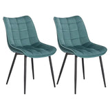 BukkitBow set van 2 eetkamerstoelen met leren, stoffen en fluwelen bekleding, metalen poten en ergonomisch ontwerp, zithoogte 46 cm.