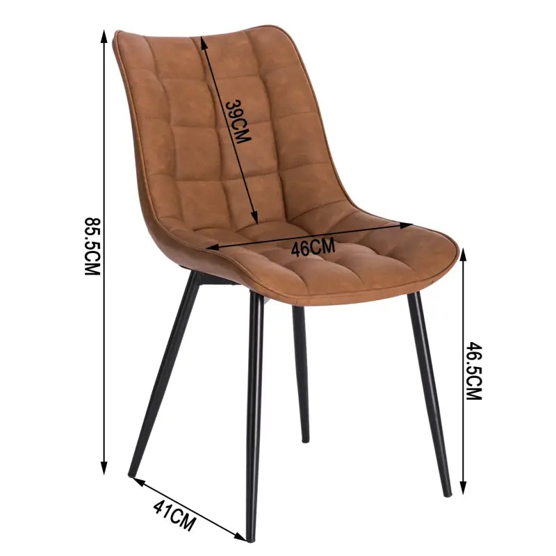 Set van 2 BukkitBow eetkamerstoelen met leren, stoffen en fluwelen bekleding, metalen poten en ergonomisch ontwerp, zithoogte 46cm.