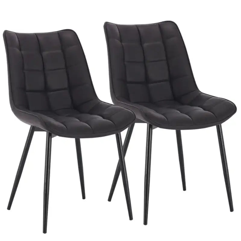 Set van 2 BukkitBow eetkamerstoelen met leren, stof en fluweel, metalen poten en ergonomisch ontwerp, zithoogte 46 cm.