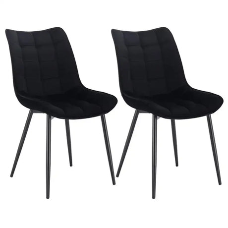 Set van 2 BukkitBow eetkamerstoelen met leren, stoffen en fluwelen bekleding, metalen poten en ergonomisch ontwerp, zithoogte 46cm.