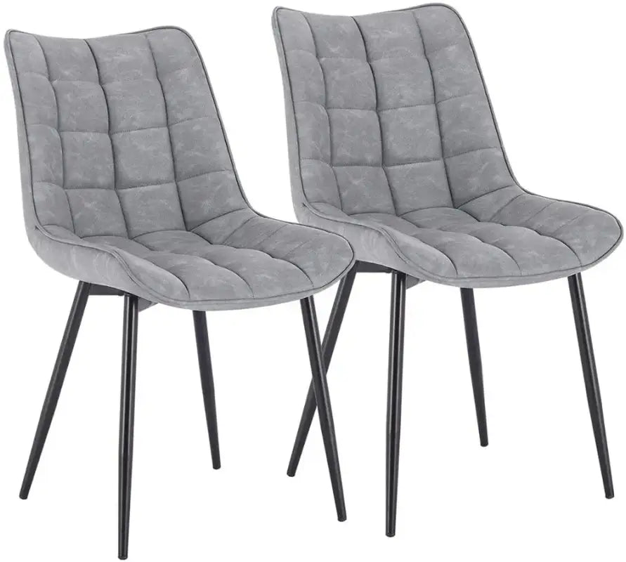 Set van 2 BukkitBow eetkamerstoelen met leren, stof en fluweel, metalen poten en ergonomisch ontwerp, zithoogte 46 cm.