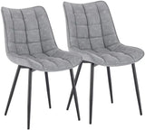Set van 2 BukkitBow eetkamerstoelen met leren, stof en fluweel, metalen poten en ergonomisch ontwerp, zithoogte 46 cm.