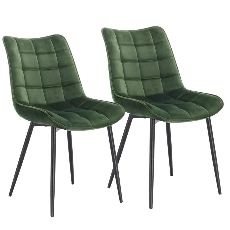 Set van 2 BukkitBow eetkamerstoelen met leren, stoffen en fluweel bekleding, metalen poten en ergonomisch ontwerp, zithoogte 46 cm.