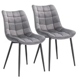 Set van 2 BukkitBow eetkamerstoelen met leren, stoffen en fluwelen bekleding, metalen poten en ergonomisch ontwerp, zithoogte 46 cm.