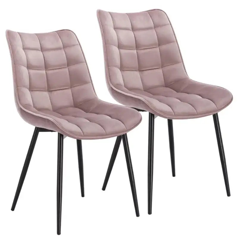 Set van 2 BukkitBow eetkamerstoelen met leren, stof en fluweel, metalen poten en ergonomisch ontwerp, zithoogte 46 cm.