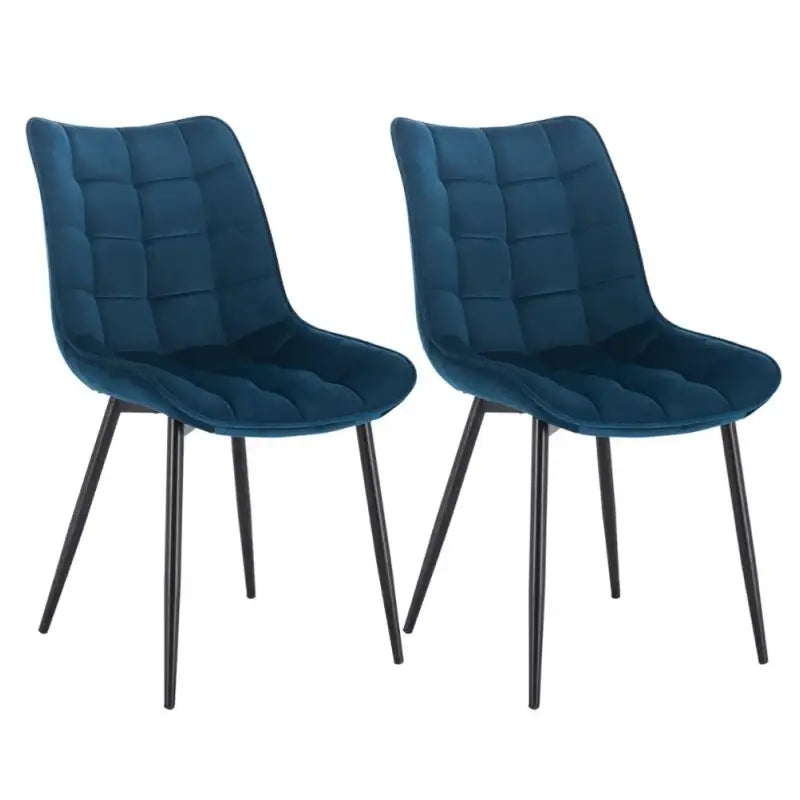 Set van 2 BukkitBow eetkamerstoelen met leren, stoffen en fluwelen bekleding, metalen poten en ergonomisch ontwerp, zithoogte 46 cm.