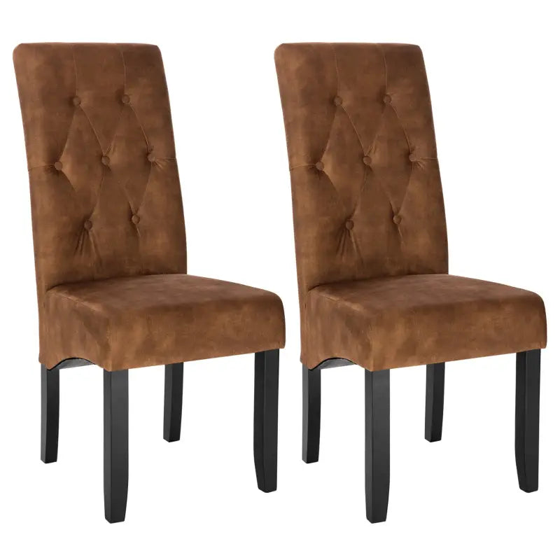 Set van 2 BukkitBow eetkamerstoelen met linnen en fluwelen zitting, massief houten poten, ergonomisch en veelzijdig design