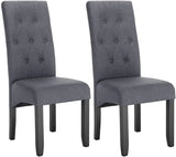 Set van 2 BukkitBow eetkamerstoelen met linnen en fluwelen zitting, massief houten poten, ergonomisch en veelzijdig design.