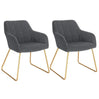 Set van 2 BukkitBow fluweel eetkamerstoelen met gouden metalen poten, comfortabele zithoogte van 48,5 cm.