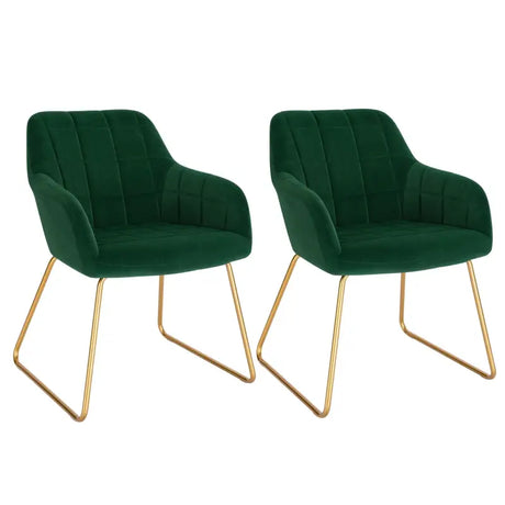 Set van 2 BukkitBow fluweel eettafelstoelen met gouden metalen poten, comfortabele zithoogte van 48,5 cm, stijlvolle eettafelstoelen.