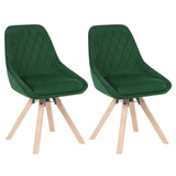 BukkitBow set van 2 fluwelen draaistoelen met beukenhouten poten, multifunctioneel en comfortabel, zithoogte 46 cm, eetkamerstoel