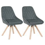Set van 2 BukkitBow fluwelen draaistoelen met beukenhouten poten, multifunctioneel en comfortabel, zithoogte 46 cm.