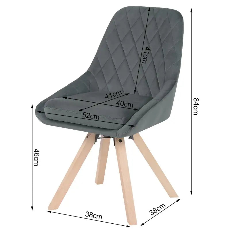 BukkitBow set van 2 fluwelen draaistoelen met beukenhouten poten, multifunctioneel en comfortabel, zithoogte 46 cm.
