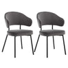 Set van 2 BukkitBow fluwelen eetkamerstoelen met metalen poten, breed en comfortabel, zithoogte 48 cm.