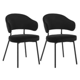 Set van 2 BukkitBow fluwelen eetkamerstoelen met metalen poten, breed en comfortabel, zithoogte 48 cm.