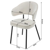 Set van 2 BukkitBow fluwelen eetkamerstoelen met metalen poten, brede en comfortabele fauteuils, zithoogte 48 cm.