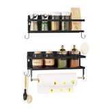 BukkitBow set van 2 kruidenrekken voor keukenkast, multifunctioneel met metalen en houten stangen, modern en ruimtebesparend design