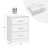 BukkitBow set van 2 moderne nachtkastjes met 3 laden, ruimtebesparend ontwerp voor slaapkamer en woonkamer