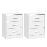 BukkitBow set van 2 moderne nachtkastjes met 3 laden, ruimtebesparend design voor slaapkamer en woonkamer, zwart houten afwerking.