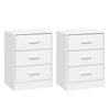 BukkitBow set van 2 moderne nachtkastjes met 3 laden, ruimtebesparend design voor slaapkamer en woonkamer, zwart houten afwerking.