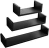 Set van 3 drijvende houten boekenplanken van BukkitBow, in verschillende maten met bevestigingen en gelakt MDF-afwerking.